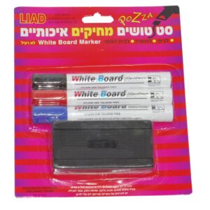 טוש ללוח מחיק סט 3 + ספוג